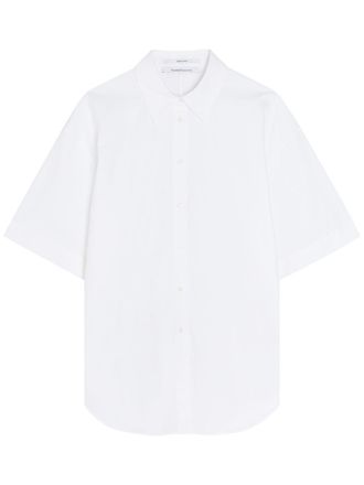 Another Tomorrow Oversized Short-sleeve Cotton-poplin Shirt - White - S (UK8-10 / S)