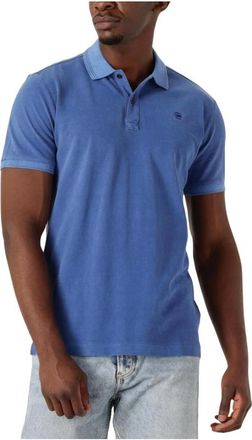 G-Star Tops, Heren, Blauw, S, Blauw Slim Poloshirt Overdyed Stijl