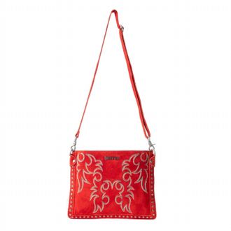 Myraswim Womens Texas Rose Embroidered Leather Bag