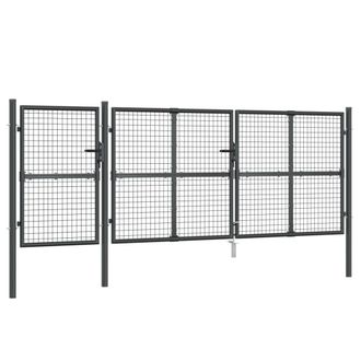 Berkfield Home Mesh Garden Gate Anthracite 400x175 cm Galvanised Steel in Dark Grey