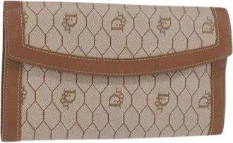 Dior Pre-owned Wallets, female, Beige, Size: ONE SIZE Pre-owned Vintage honeycomb flap wallet