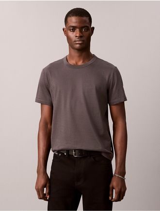 Calvin Klein Mens Textured Stripe Classic T-Shirt - Grey - 2XL