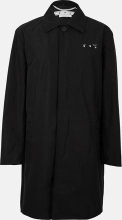 Off-white Mens Off White Solid Patterned Snap Button Puffer Coat in Black/White - Size Small