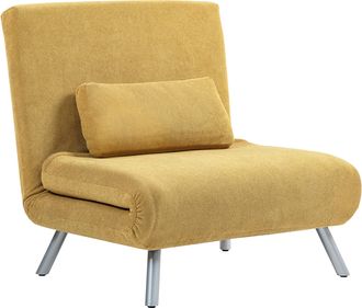 OEM Sof&aacute; Cama De 1 Plaza Plegable Tapizado En Tela Amarillo Jaspeado Con Respaldo Ajustable De 5 Niveles 80x75x83 Cm