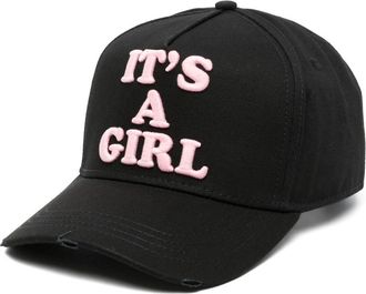 Dsquared2 slogan-embroidered cotton baseball cap - women - Cotton - One Size - Black