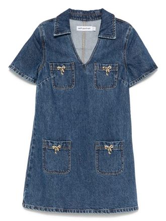 Self-Portrait デニムラッフルミニドレスuk4 新品
