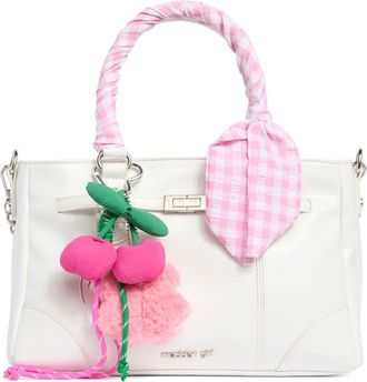 Madden Girl Crinkle Faux Leather Satchel in White at Nordstrom Rack