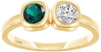 Meira T 14K 0.50 Ct. Tw. Lab-Grown Diamond & Lab-Grown Emerald Ring