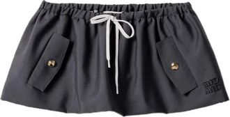 Miu Miu Gonna con coulisse e logo - Blu