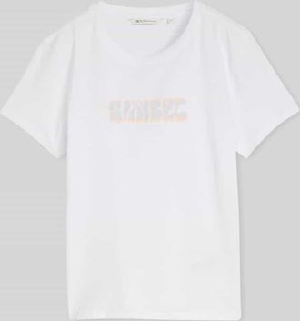 Tom Tailor Denim Regular Fit T-Shirt aus reiner Baumwolle in Weiss, Gr&ouml;&szlig;e XS