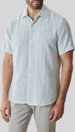 Robert Barakett Satoru Short Sleeve Button-Up Shirt in Aqua at Nordstrom, Size Xx-Large