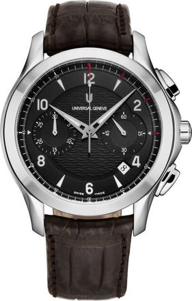 Universal Gen&egrave;ve Uni Timer Chronograph Automatic Black Dial Mens Watch 871.127-007