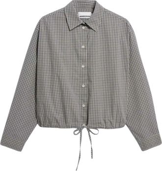 Armedangels Mini-ruit Geknoopte Blouse - Dames - Blouses - Blauw - M - Katoen - Overhemden