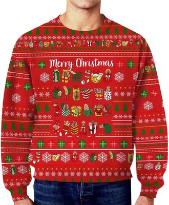 Generic Christmas Jumpers Mens Christmas Jumper 2025 New Mens And Womens Winter Christmas Funny Casual Loose Round Neck Hoodless Sweatshirt Christmas Hoodie (