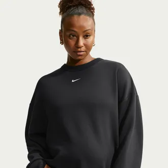 Nike Womens (M) Studio Fleece Sport Dri-FIT Oversized Crew-Neck Sweatshirt (Maternity) in Black | IQ0403-010