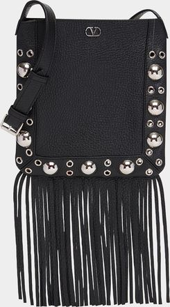 Valentino Garavani Mens Nellcote Small Studded Leather Crossbody Bag