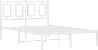 vidaXL Estructura Cama Sin Colch&oacute;n Con Cabecero Metal Blanco 120x200cm Vidaxl