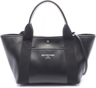 Balenciaga Black Leather Handbag Tote Bag (Pre-Owned)