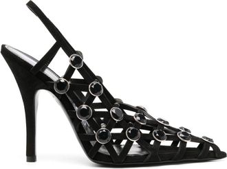 The Attico 125mm embellished suede slingback pumps - women - Suede - 36.5 - Black