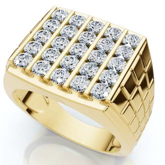 Pompeii3 2Ct Mens Diamond Five-Row Ring 10k Yellow Gold