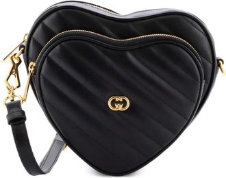 Gucci Interlocking G Heart Diagonal Quilted Leather Mini shoulder bag - Nero