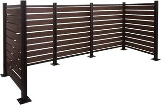 Hhg Nunca Usado] Valla De Aluminio Para Papeleras Hhg 947, Revestimiento De Papeleras, Aspecto Madera Extensible 130x300x110cm, Marr&oacute;n