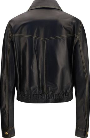 Versace Womens Nappa Leather Jacket Black Lamb Ovis Aries
