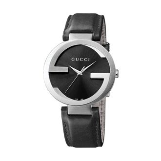 Gucci Accessoires, Dames, Grijs, ONE Size, Leer, Rond Chronograaf Horloge