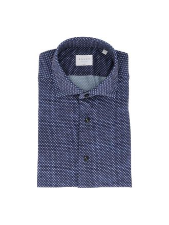 Xacus Dark Blue Dot Pattern Shirt