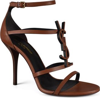 Saint Laurent Brown Leather Cassandra Heeled Sandals Size 40