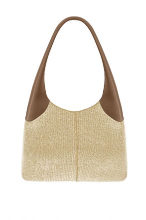 Themoir&egrave; Ninfa Eco-Fabric Straw Bag In Shell/ Caramel