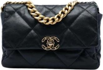 Chanel Pre-owned Large 19 Flap - Dames - Vintage Schoudertas - Zwart - ONE Size - Leer - Vintage