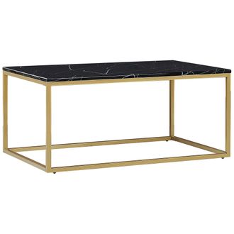 Beliani Beliani - Mesa De Centro Efecto M&aacute;rmol Negro Dorado 100 X 60 Cm Base De Metal Dorris