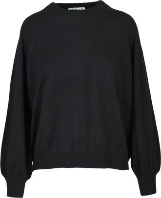 Ballantyne Kasjmier Ronde Hals Pof Mouw Sweater - Dames - Cashmere truien - Zwart - L - Kasjmier - Truien & Vesten