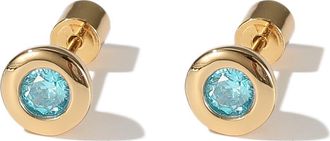 Classicharms Aurora Bezel Set Solitaire Stud Earrings in Gold/aquamarine at Nordstrom