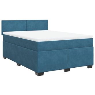 vidaXL Cama Box Spring Con Colch&oacute;n Terciopelo Azul Oscuro 140x200 Cm Vidaxl