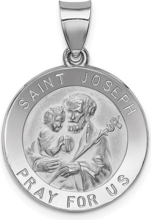 Diamond2Deal 14k White Gold Polished and Satin St Joseph Medal Hollow Pendant