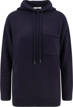 Max Mara Liana Hooded Sweatshirt - Dames - Hoodies - Blauw - XS - Wol - Hoodies & sweatvesten