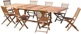 Macabane Mesa y sillas de jard&iacute;n de madera de teca 10/12 personas