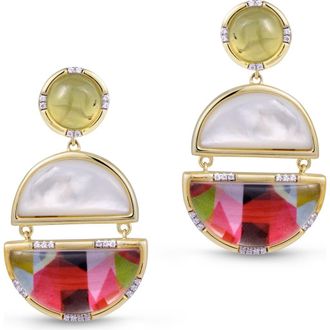 LuvMyJewelry Envy Me Dangle Prehnite Moonstone Gemstone Diamond Yellow Gold Plated Silver Earrings in 14Kt Gold Vermeil On Sterling at Nordstrom