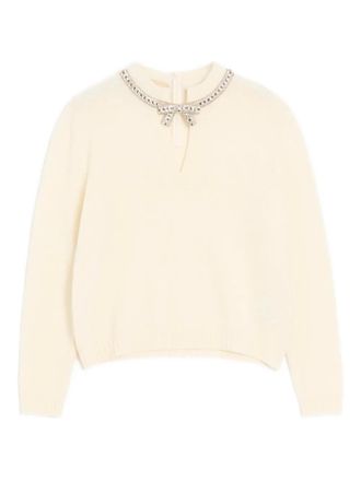 Valentino Garavani embroidered wool jumper - women - Virgin Wool - M - Neutrals