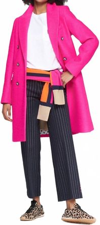 Vilagallo Lian Long Coat In Rosa Fluor Lana