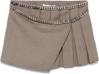 Stella McCartney Gonna con motivo pied-de-poule - Marrone