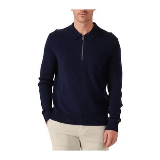 Tommy Hilfiger Hoodies & sweatvesten, Heren, Blauw, M, Wol, Lamswol Zip Polo Sweater
