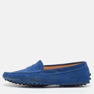 Tod's Tods Blue Suede Slip On Loafers