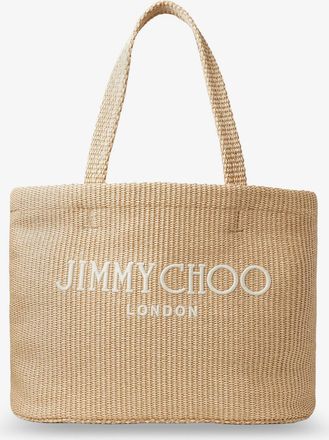 Jimmy Choo London Borsa shopping in rafia con logo lettering frontale - JIMMY CHOO - gender_Woman