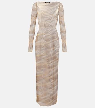 Roberto Cavalli Printed sheer maxi dress