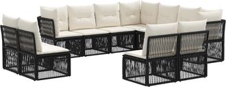 vidaXL Conjunto De Sof&aacute;s De Jard&iacute;n 11 Uds. Negro Rat&aacute;n Sint&eacute;tico Vidaxl