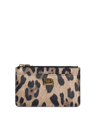 Dolce & Gabbana Dauphine Leopard Print Leather Card Holder