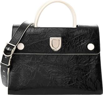 Dior Crinkled Black Lambskin Diorever Bag Size 35